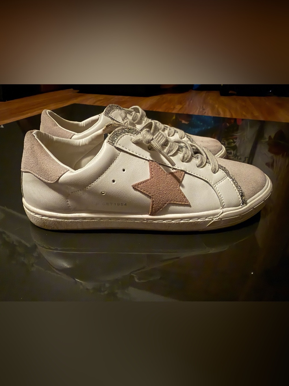 Vintage Havana White Sneakers with Blush Star